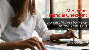 Woman at desk working on her mid-year financial check-in