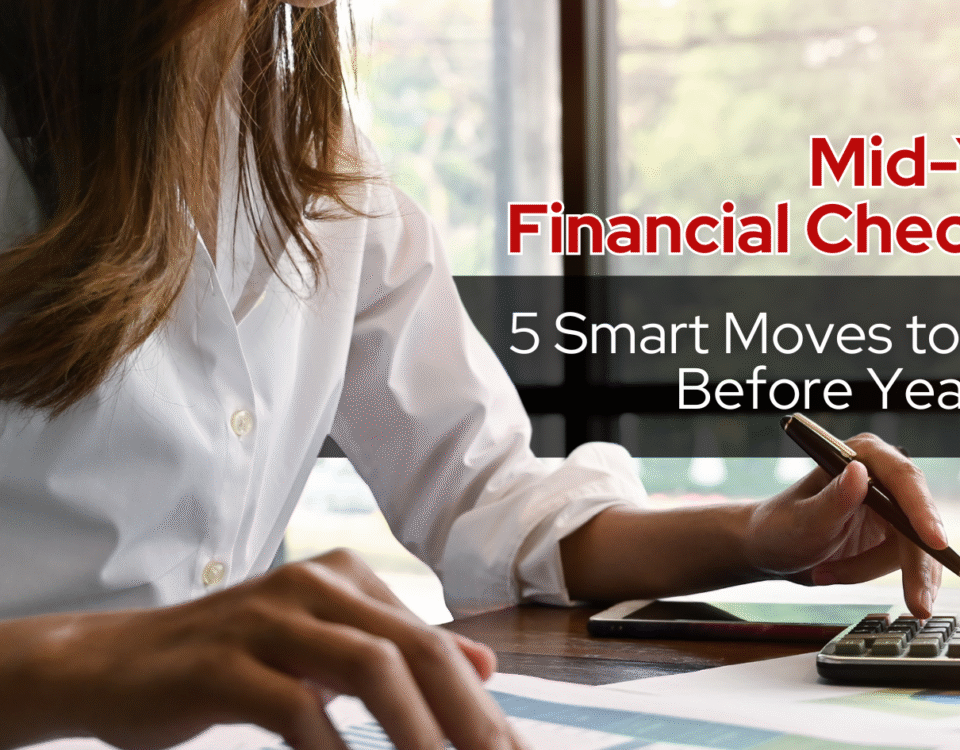 Woman at desk working on her mid-year financial check-in