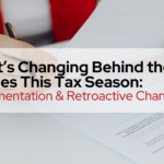 women going over documentation and retroactive changes with taxes