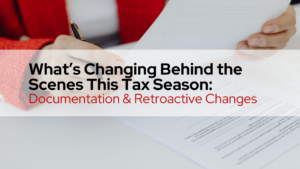 women going over documentation and retroactive changes with taxes